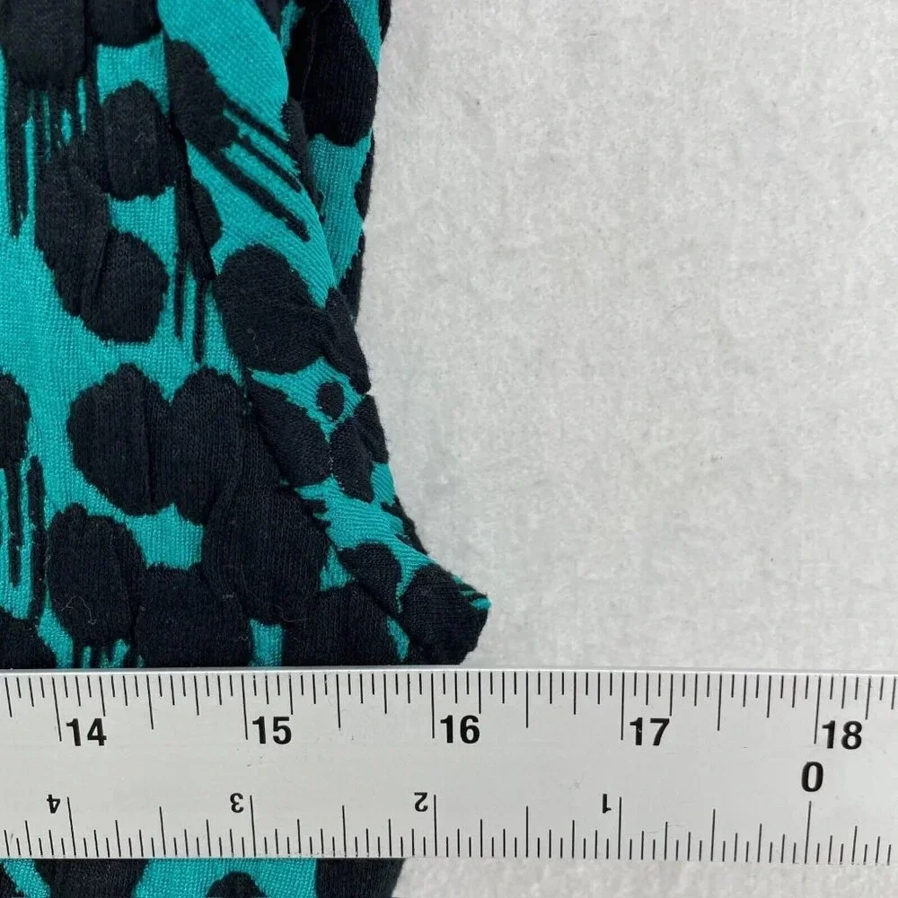 Melonie Dress Women's Sz 4 Green Floral Faux Wrap 3/4 Sleeves Round Neck Stretch - Picture 3 of 10